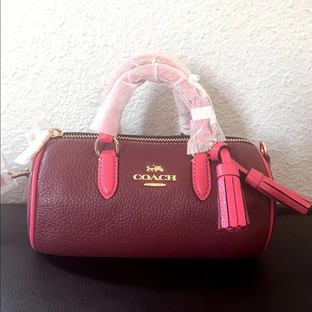 🔥SALE💥NWT‎ COACH CB876 LACEY CROSSBODY LEATHER SHOULDER BAG GOLD/WINE MULTI - Picture 9 of 10